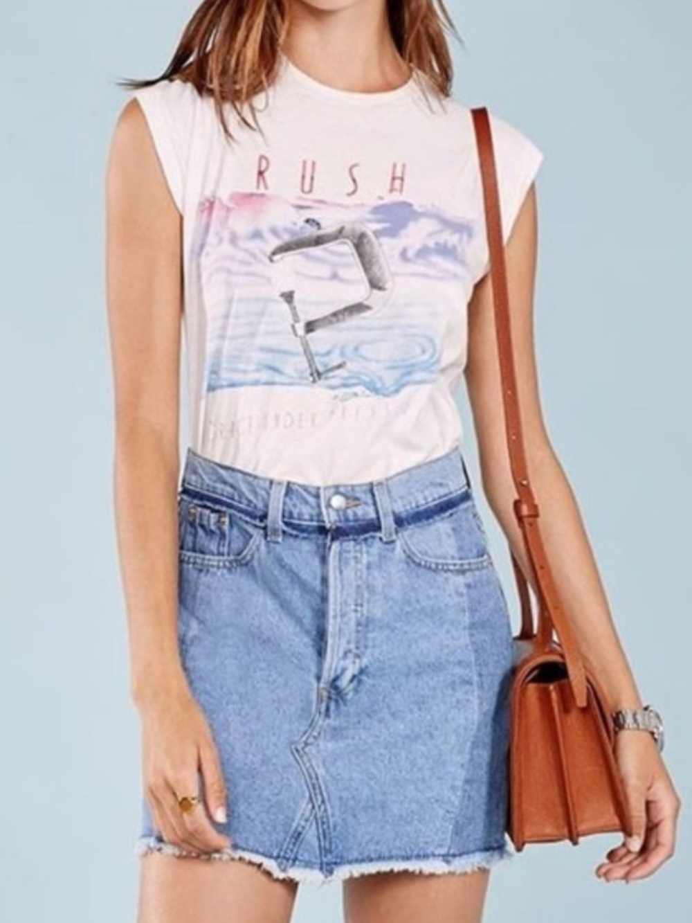 Reformation Jigsaw Denim Mini Skirt Raw Hem Jean